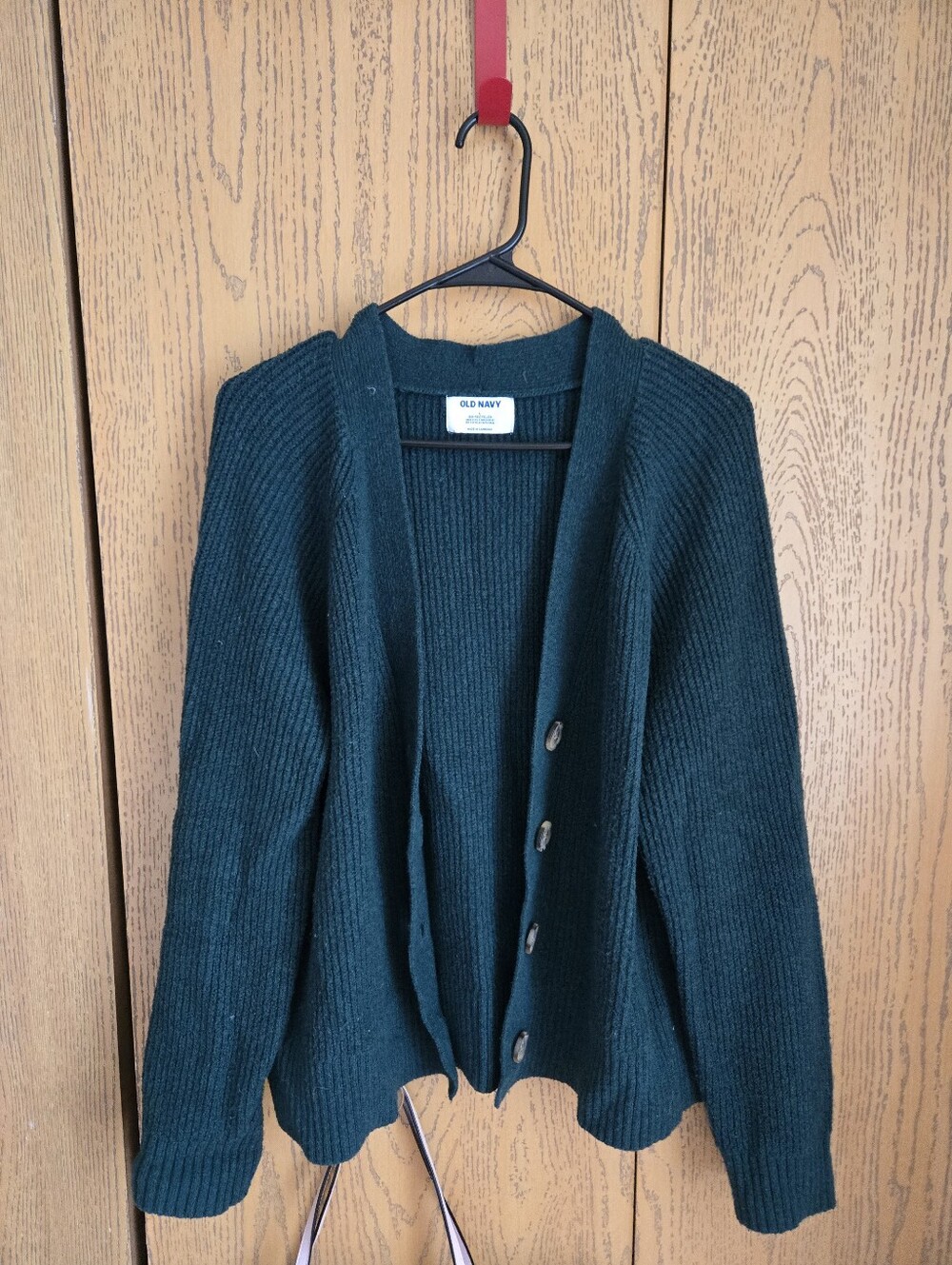 Old Navy Girl's Green Ribbed Button-Front Cardigan